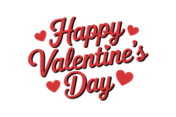 Valentines Day Greeting Card with Red Hearts in Elegant Script Font with White Background for Romantic Invitation