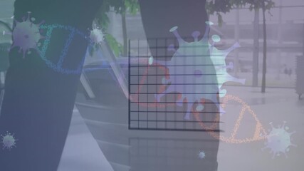 Animated businessman symbolizes global business and data amidst COVID-19. - Powered by Adobe