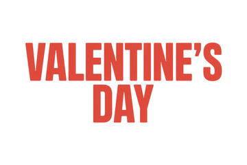 Valentines Day Text in Bold Red Typography on White Background for Greeting Card Design