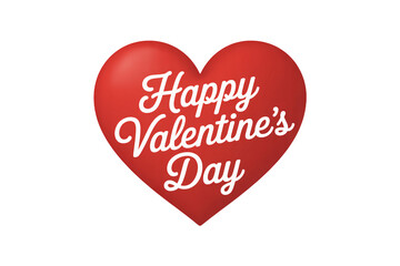 Valentines Day Heart Illustration in Cursive Script with Red Color on White Background for Greeting Card