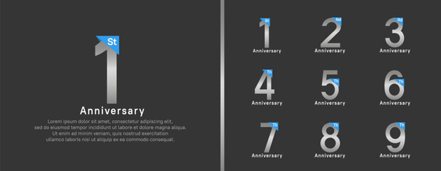 set of anniversary logo style. vector design silver color for celebration