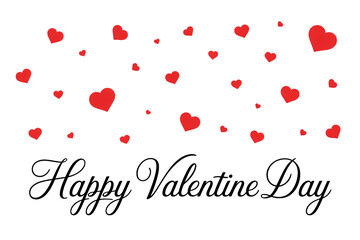Valentines Day Greeting with Red Hearts in Elegant Script Font on White Background for Romantic Invitation