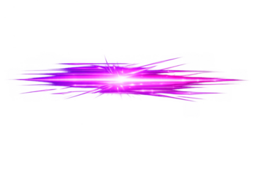 Bright purple glow effect creating a horizontal optical flare with ray streaks on transparent background