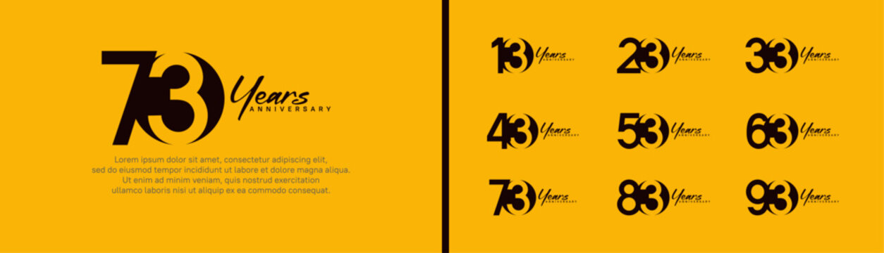 set of anniversary logo style with handwriting. vector design black color for celebration