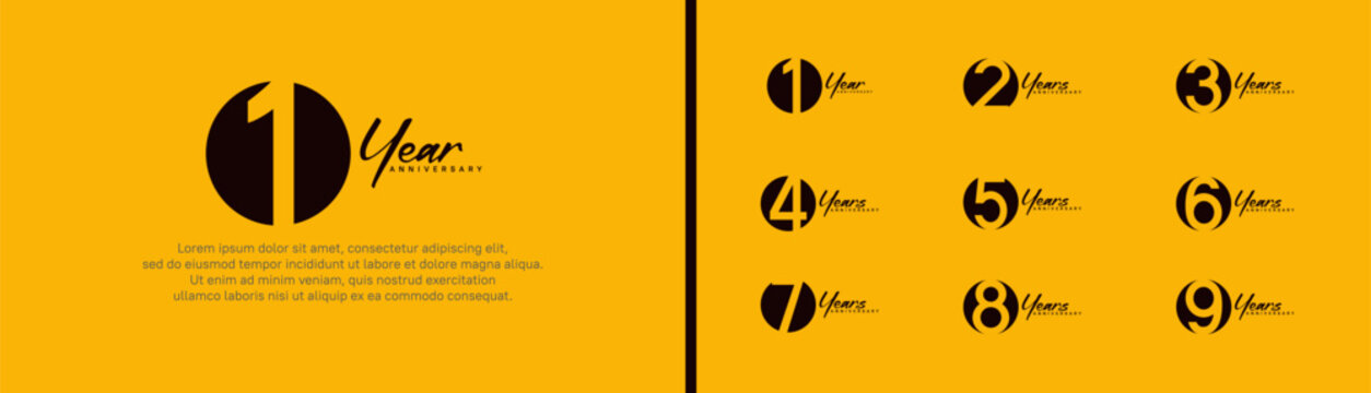 set of anniversary logo style with handwriting. vector design black color for celebration