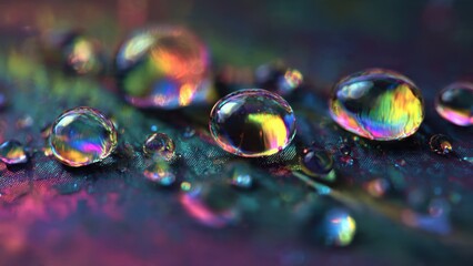 Fototapeta premium Rainbow Water Droplets on Textured Surface