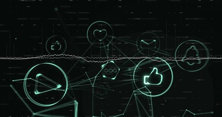 Social media icons and network connections animation over digital background - Powered by Adobe