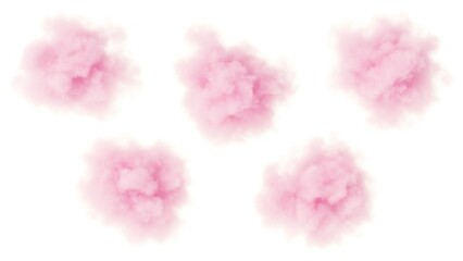 Fototapeta premium Pink cloud set. Cotton candy texture. 3D valentine