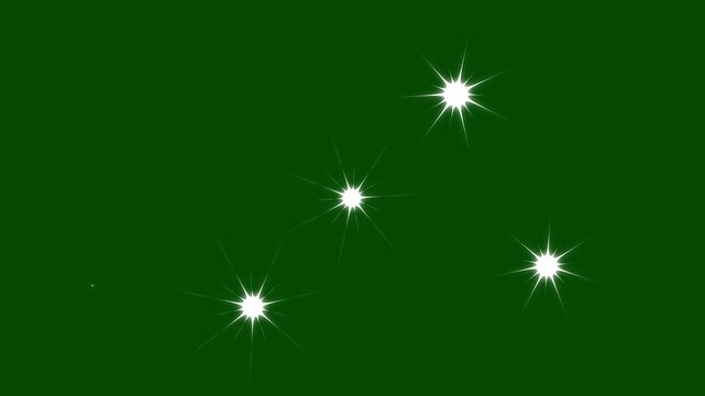 white stars twinkle animation on green background, flat vector cartoon doodle stars blinking, glowing glitter shine, looping starlight overlay 4K