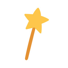 Magical star wand illustration representing spells, imagination, and pretend play, great for fantasy accessories, party graphics, and children themed artwork.