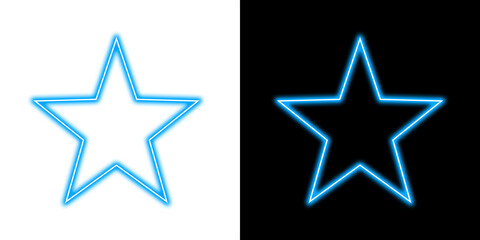 Blue Star Neon light rectangle png. Shine glow light electric blue neon sign on transparent background