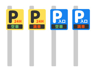 駐車場の電光表示（満車・空車）イラストセット