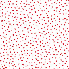Tiny heart shapes seamless pattern, scattered small hearts, hand-drawn minimal style for Valentine's day