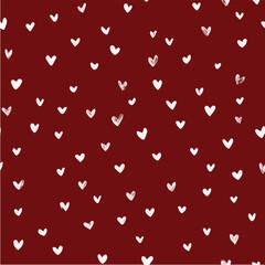 Tiny heart shapes seamless pattern, scattered small hearts, hand-drawn minimal style for Valentine's day