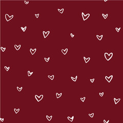 Tiny heart shapes seamless pattern, scattered small hearts, hand-drawn minimal style for Valentine's day