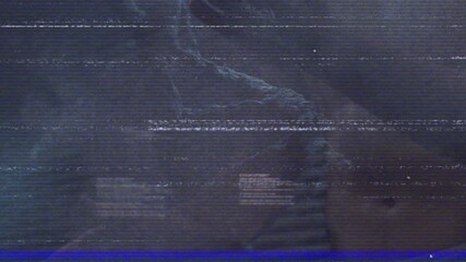 Animation of glitch and diverse data over dna chain on and caucasian athlete in background - Powered by Adobe