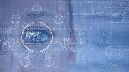 Animation of data processing over eye - Powered by Adobe