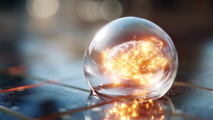 Artificial intelligence brain neural network digital technology glass sphere futuristic glow circuit board innovation cyber - Powered by Adobe