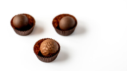 chocolate candies isolated on white background