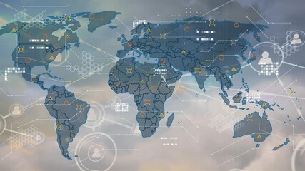 Animation of data processing over clouds - Powered by Adobe