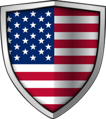 United States of America flag on the shield, USA flags button symbolizing American domination.