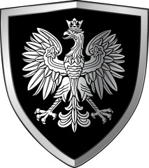 Poland Eagle on the shield, Polish national symbol button or icon.