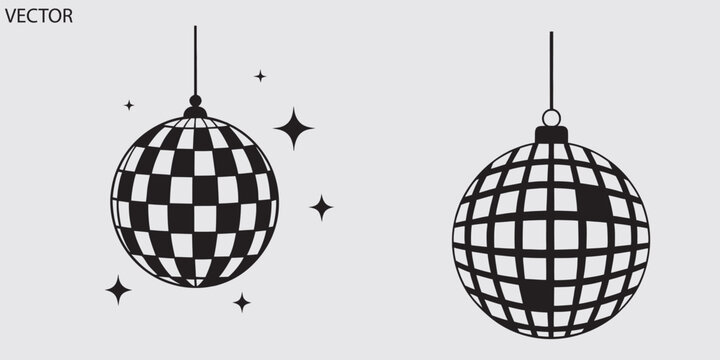 Elegant Disco Ball vector with Sparkle, Disco Ball Black Icon Bundle, Disco ball silhouette, Set of four black disco balls, Formats Included EPS