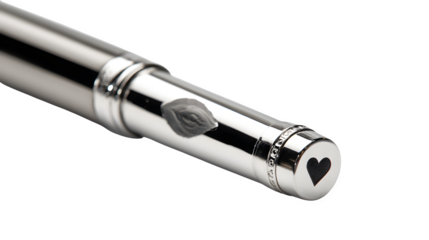 Luxury pen detail with heart emblem isolated on transparent background