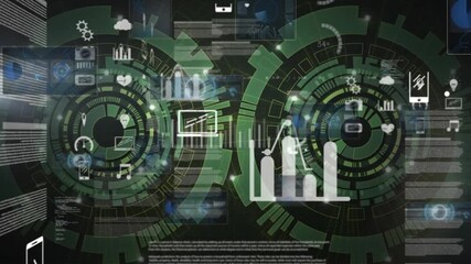 Animation of data processing over world map - Powered by Adobe
