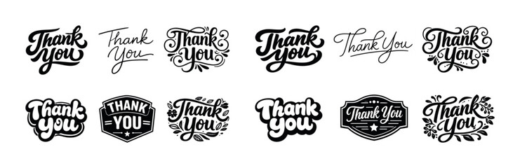 Fototapeta premium Elegant thank you typography design collection
