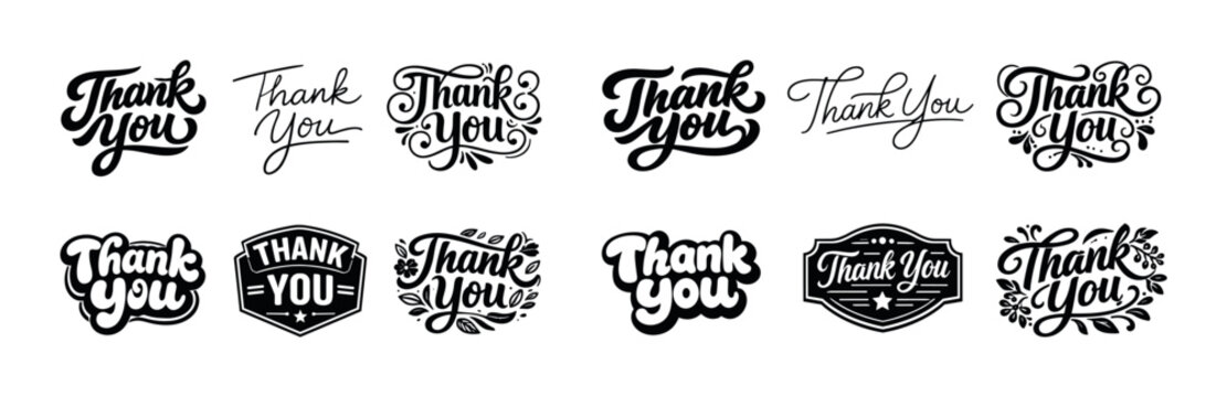 Elegant thank you typography design collection