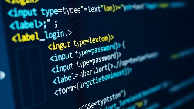 Code, HTML, php web programming source code. Abstract code background - 3d rendering