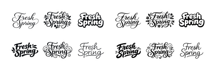 Fresh spring typography designs with floral elements