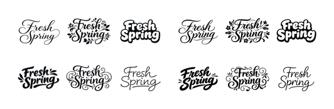 Fresh spring typography designs with floral elements