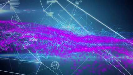 Animation of purple mesh with networks of connections - Powered by Adobe