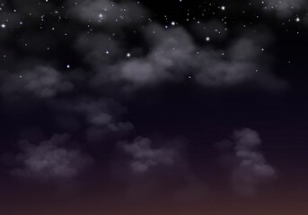 Fototapeta premium Dark midnight sky with subtle gradient and sparkling stars With Cloud Background