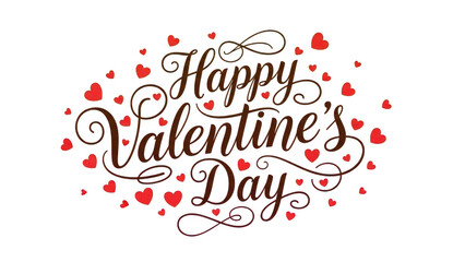 Happy valentine's day with hearts isolated on transparent background