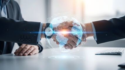 Global Business Partnership and Cooperation Handshake.