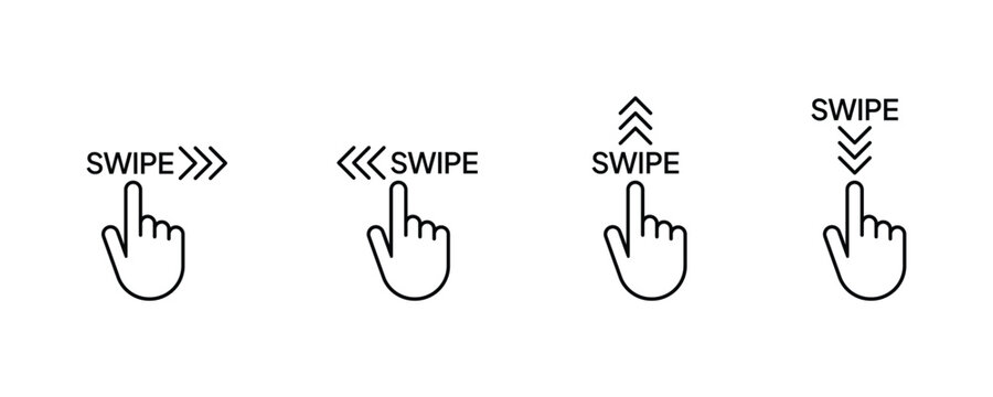 Swipe icon. Up arrow button symbol. Social media scrollsign icon design. Slider hand, Finger push button. Illustration vector