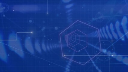Animation of digital data processing over glowing light trails with connections - Powered by Adobe