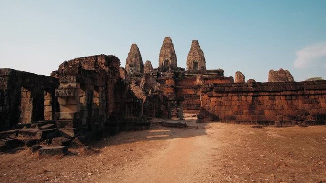 Stone ruins of the pre rup temple in cambodia. Ancient khmer architecture and religious landmark located within the angkor region, Siem Reap. Archeology concept.