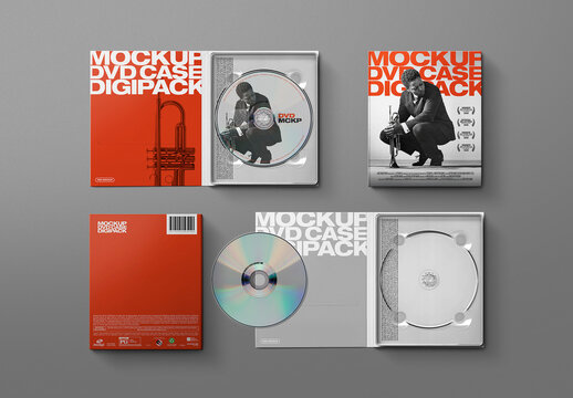DVD Case Mockup &ndash; Digipack Flat Lay (6 Objects)