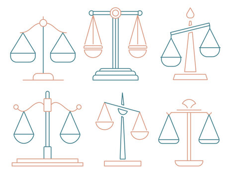 Minimalist balance scales icons set