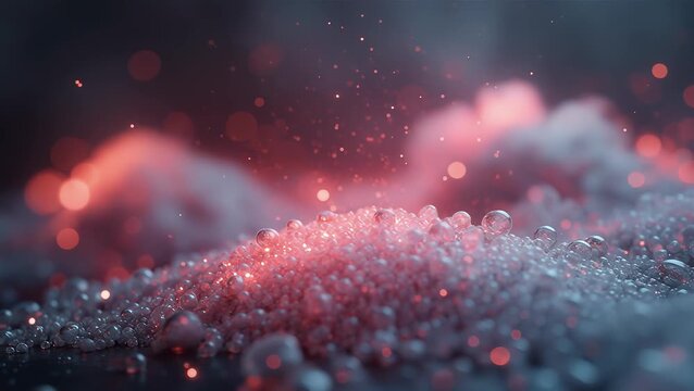 Glowing Bubbles on Soft Surface with Ethereal Light Effects