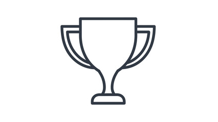 Shiny Trophy Cup Outline Icon, Winner Award Prize Symbol Isolated on White Background