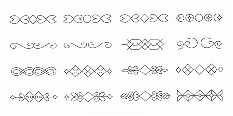 Obraz premium Decorative floral and geometric design elements arranged in neat horizontal rows