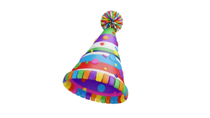 Colorful Party Hat with Striped Design.