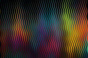 Multi Colored Glowing Wavy Lines on Black Background Creative Neon Pattern