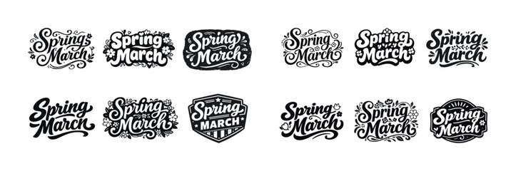 Obraz premium Spring march calligraphy designs with floral elements