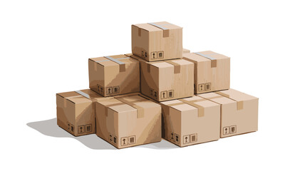 Fototapeta premium Supply chain concept with stacked shipping boxes vector illustration, easily editable. 
